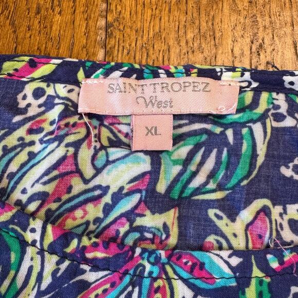 St. Tropez West Floral Tie Front Blouse and Navy Sunny Leigh Palazzo Pants XL - Picture 11 of 13